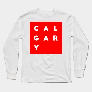 Calgary | Red square, white letters | Canada Long Sleeve T-Shirt